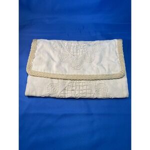 Vintage Miriam Lefcourt Elegantly Yours‎ Clutch Hand Crafted In Italy Boho Cream